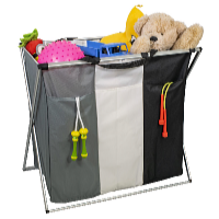 HomeLife Coș textil pliabil cu trei compartimente 118 l, 66 x 60 x 39 cm