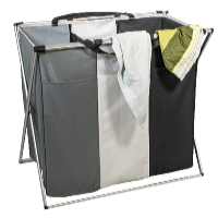 HomeLife Coș textil pliabil cu trei compartimente 118 l, 66 x 60 x 39 cm