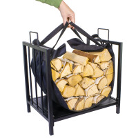 HomeLife Tüzifa tároló állvány és hordozó LOKI, 43 x 45,7 x 30 cm