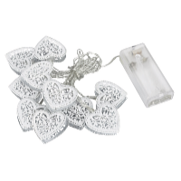 Platinium LED világító lánc - fém szívek, 1,6 m, meleg fehér