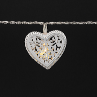 Platinium LED világító lánc - fém szívek, 1,6 m, meleg fehér