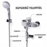 HomeLife ThermoLED digitális átfolyós vízhőmérő