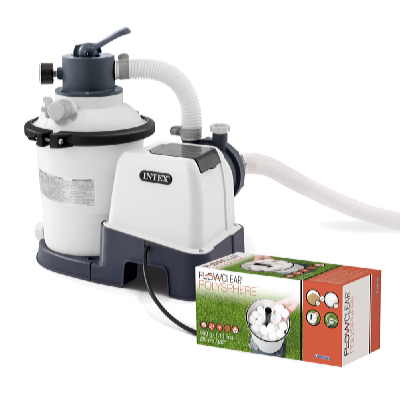 Intex KRYSTAL CLEAR homokszűrő 2000 l/óra + POLYSPHERE szűrőgolyók 500 g