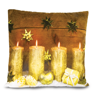 HomeLife Klasszikus kispárna 40 x 40 cm + LED világító párnahuzat Gyertyák 