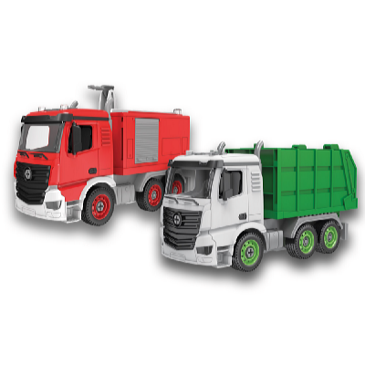 Kids World Set de construcție LOGIS AUTO pompieri + Set de construcție LOGIS AUTO camion de gunoi