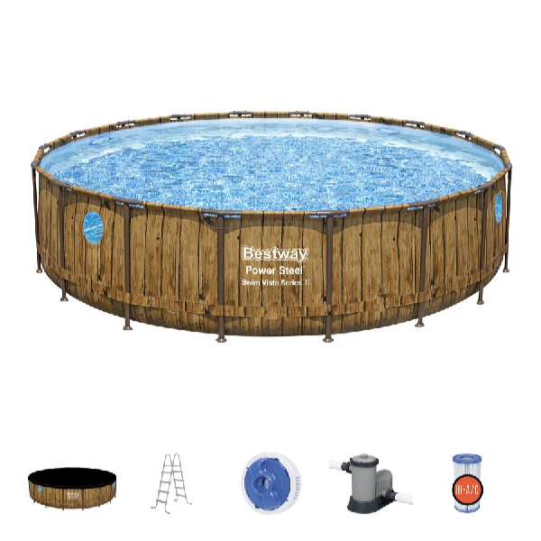 Bestway Power Steel Wood Swim Vista 5,49 x 1,22 m medence szett
