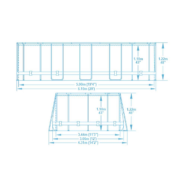 Bestway Set piscină Power Steel Comfort Jet 6,1 x 3,66 x 1,22 m
