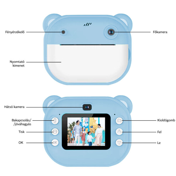 Platinium InstaPrint digitális fényképezőgép nyomtatóval - kék