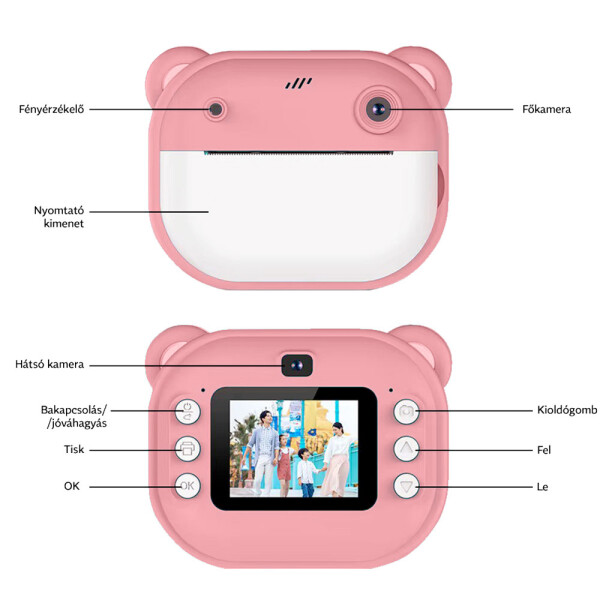 Platinium InstaPrint digitális fényképezőgép nyomtatóval - rózsaszín