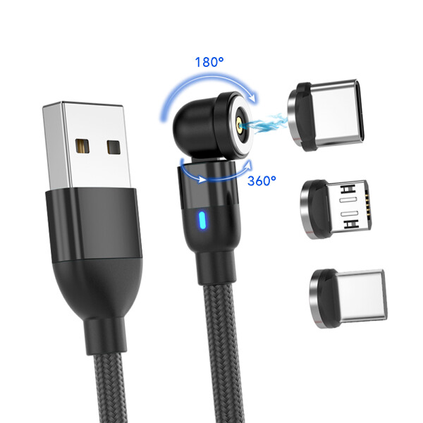 Platinium Cablu de încărcare magnetic 540° 3în1 2m
