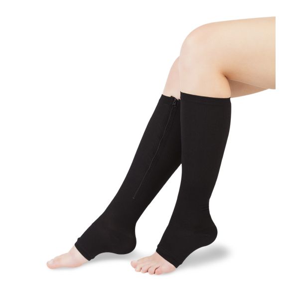 Wellife Ciorapi compresivi cu fermoar - negru 2XL