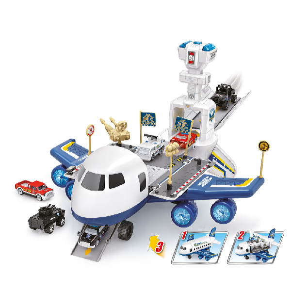 Kids World Rendőrségi repülőgép rámpával – 35 x 35 x 20 cm