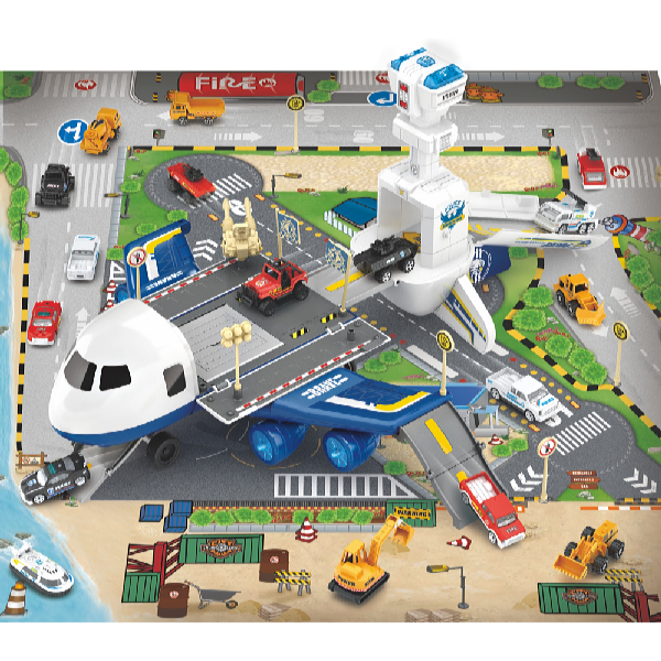 Kids World Rendőrségi repülőgép rámpával – 35 x 35 x 20 cm