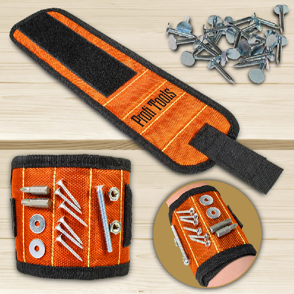Profi Tools Mágneses szerszámtartó csuklópánt, 32 x 9 cm, narancs