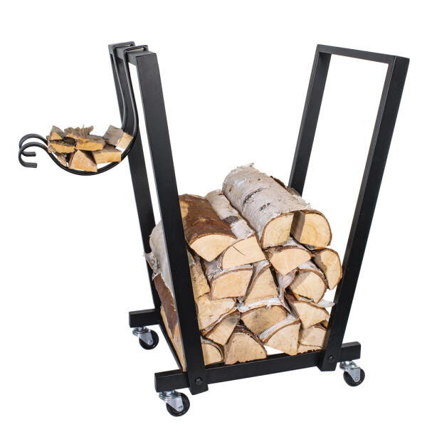 HomeLife Gurulós tüzifa tároló állvány ERAN, 48 x 59 x 28 cm