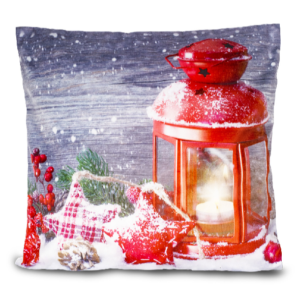 HomeLife Husă de pernă luminoasă LED Lanterna roșie 40 x 40 cm