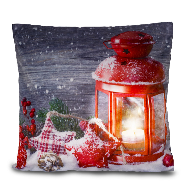 HomeLife Husă de pernă luminoasă LED Lanterna roșie 40 x 40 cm
