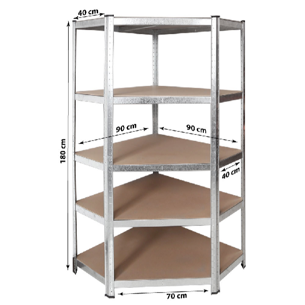 Profi Tools ZEUS fém sarokpolc ZEUS 180 x 90 x 70 x 40 cm 5 polccal TC-081