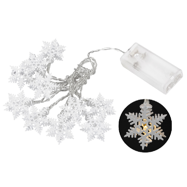 Platinium LED világító lánc - hópelyhek, 1,6 m, meleg fehér