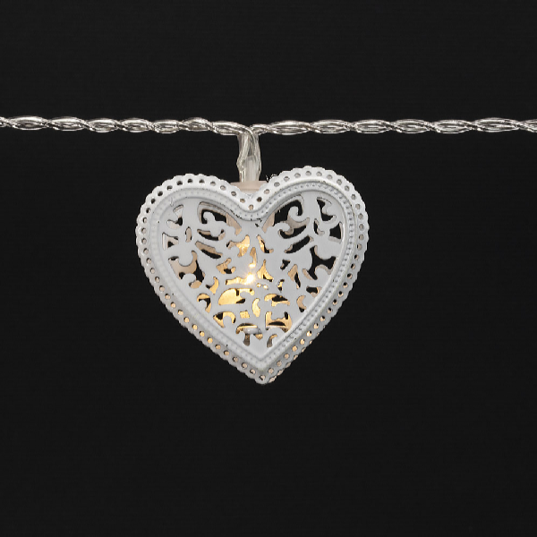 Platinium LED világító lánc - fém szívek, 1,6 m, meleg fehér