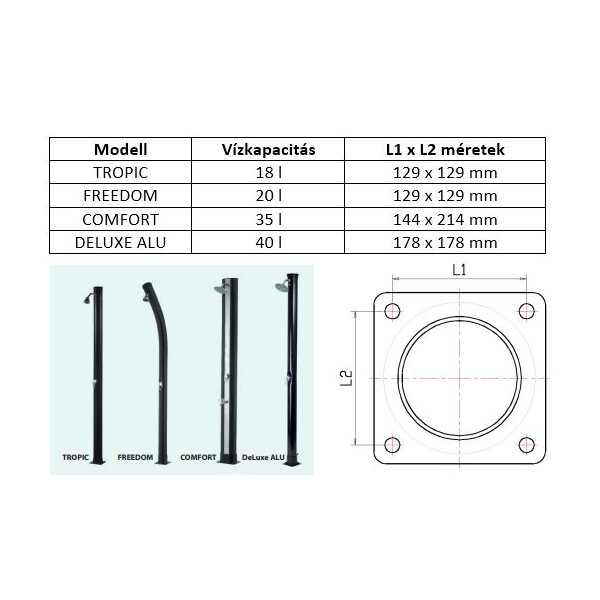 Clean Pool Szolár kerti zuhany - DeLuxe Alu